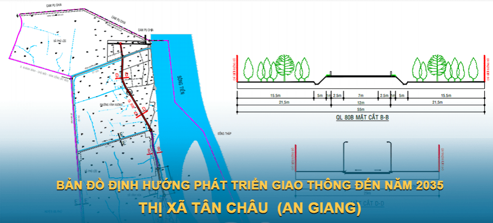 Bản đồ định hướng phát triển giao thông Tân Châu (An Giang) giai đoạn năm 2021 – 2025
