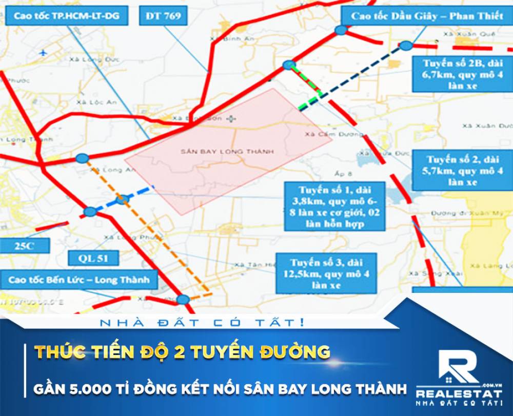 Thúc tiến độ 2 tuyến đường gần 5.000 tỉ đồng kết nối sân bay Long Thành
