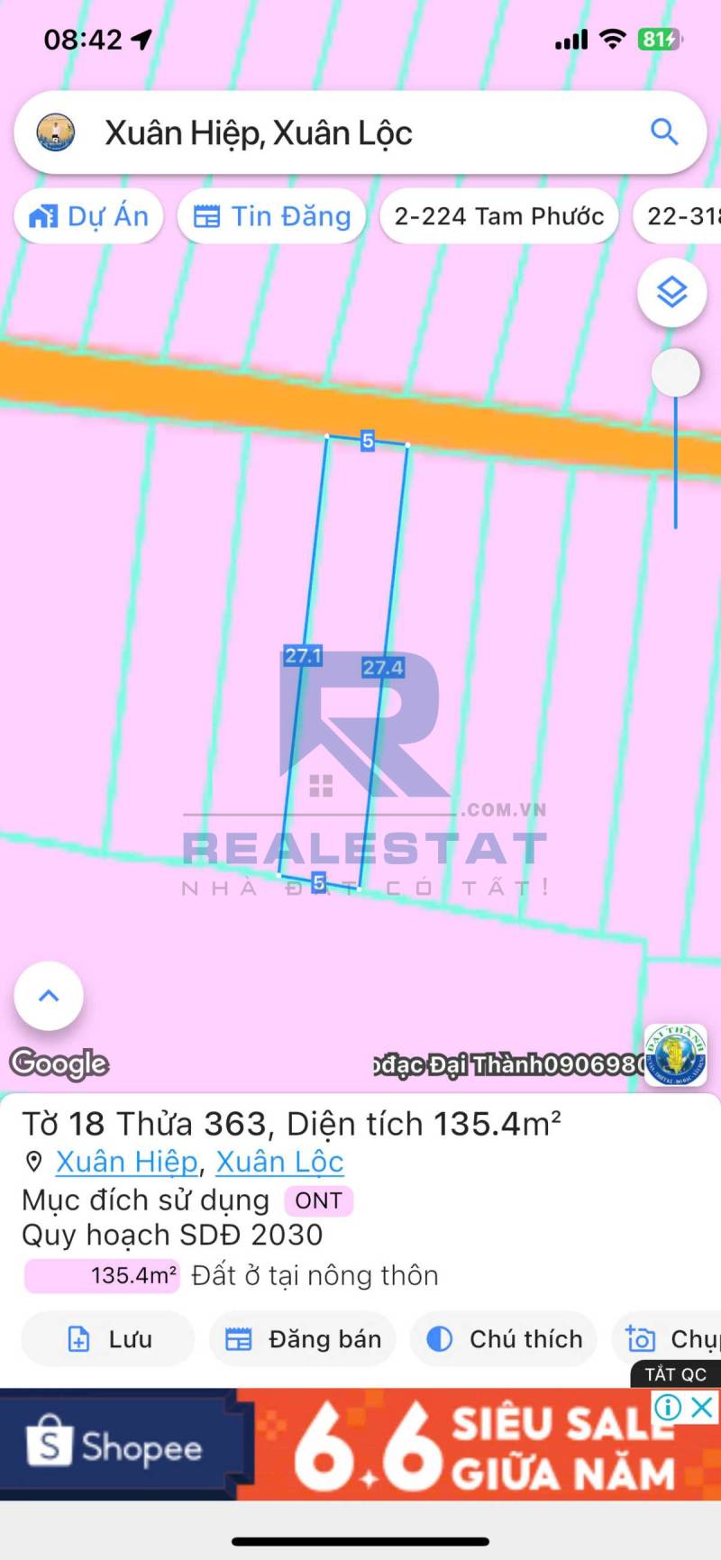 135.4m2 Đất Cách Ql1a 1km Xuân Hiệp Xuân Lộc - Giá 960 Triệu