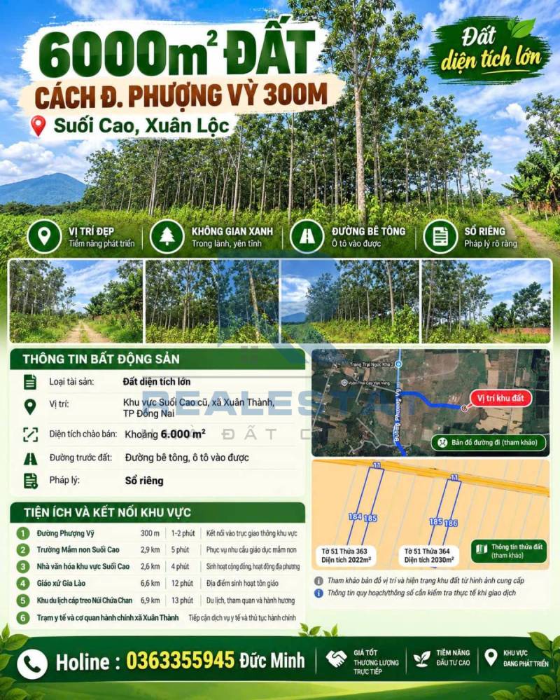 6000m2 Đất Cách Đ.Phượng Vỷ 300m Suối Cao Xuân Lộc - 2.22 Tỷ