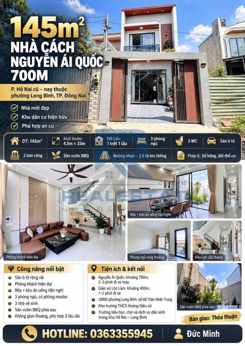 145m2 Nhà Cách Nguyễn Ái Quốc 700m P.Hố Nai Cũ - 4.25 Tỷ