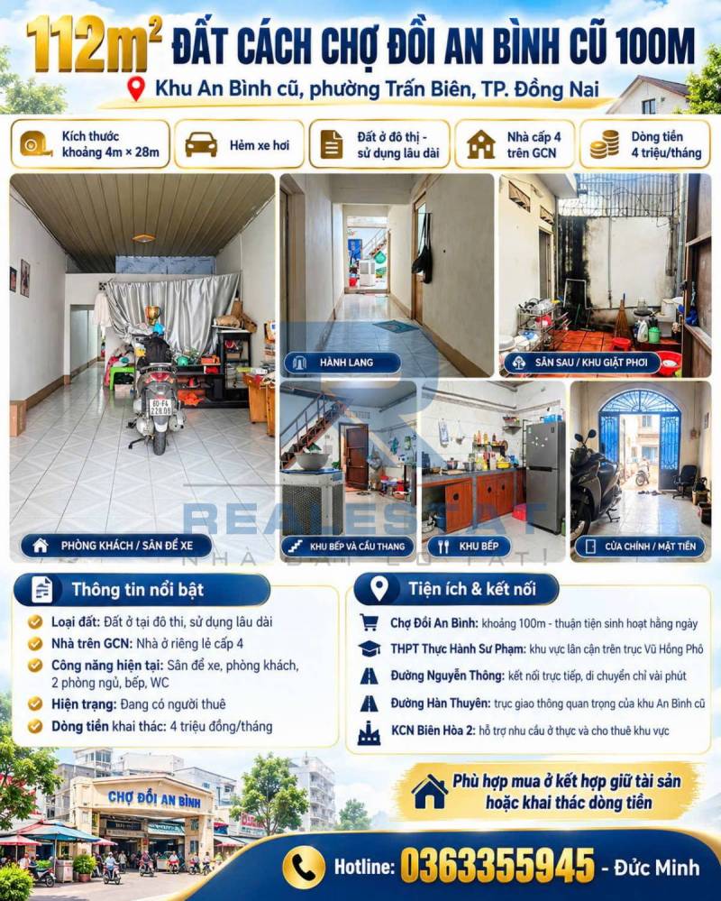 112m2 Đất Cách Chợ Đồi An Bình Cũ 100m - 4.2 Tỷ