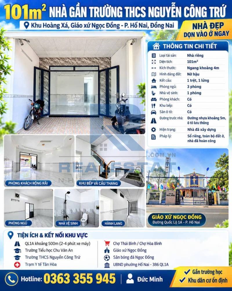 101m2 Nhà Gần Trường Thcs Nguyễn Công Trứ P.Tân Hòa Cũ - 2.59 Tỷ
