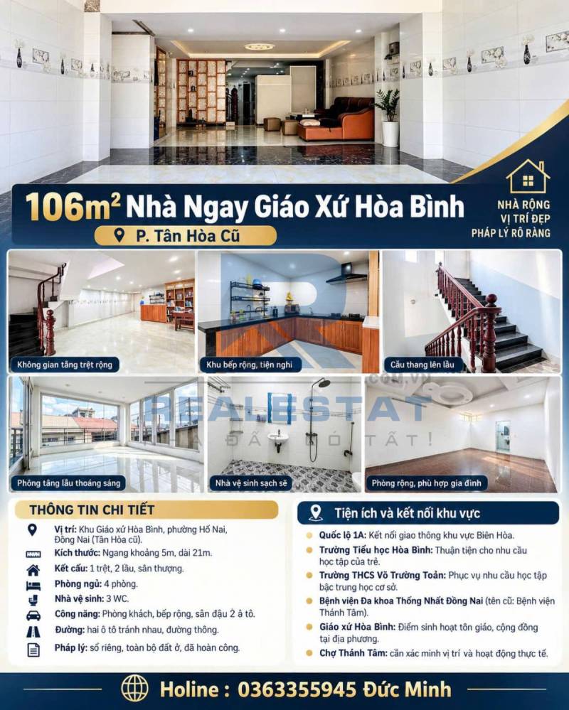 106m2 Nhà Ngay Giáo Xứ Hòa Bình P.Tân Hòa Cũ - 4.29 Tỷ