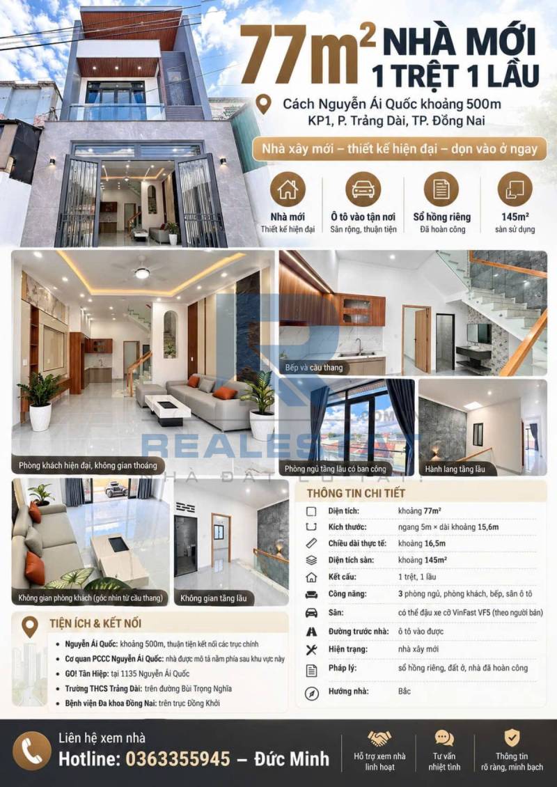77m2 Nhà Cách Nguyễn Ái Quốc 500m Kp1 P.Trảng Dài - 3.29 Tỷ