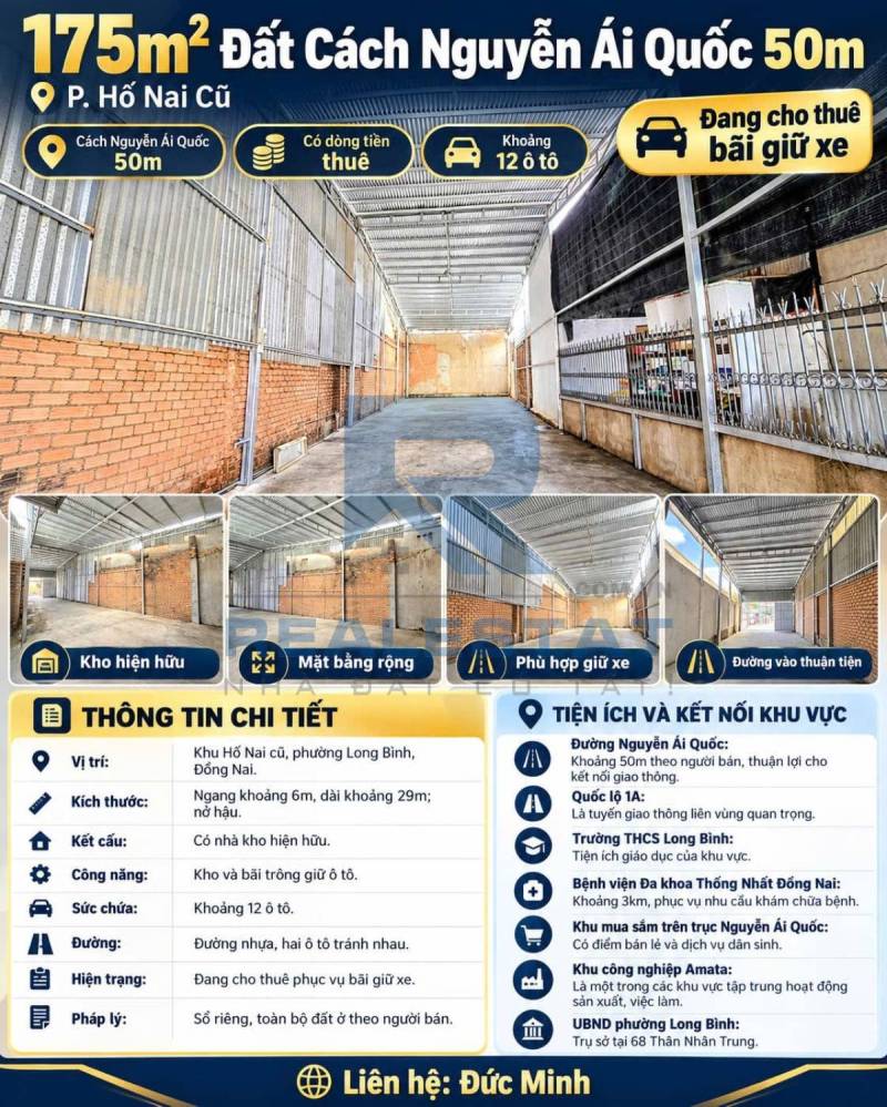 175m2 Đất Cách Nguyễn Ái Quốc 50m P.Hố Nai Cũ - 3.9 Tỷ