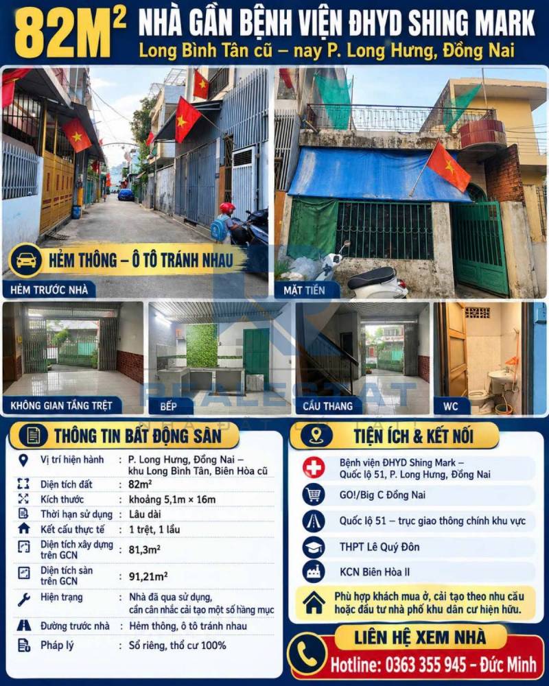 82m2 Nhà Gần Bệnh Viện Đại Học Y Dược P.Long Bình Tân Cũ - 3.15 Tỷ
